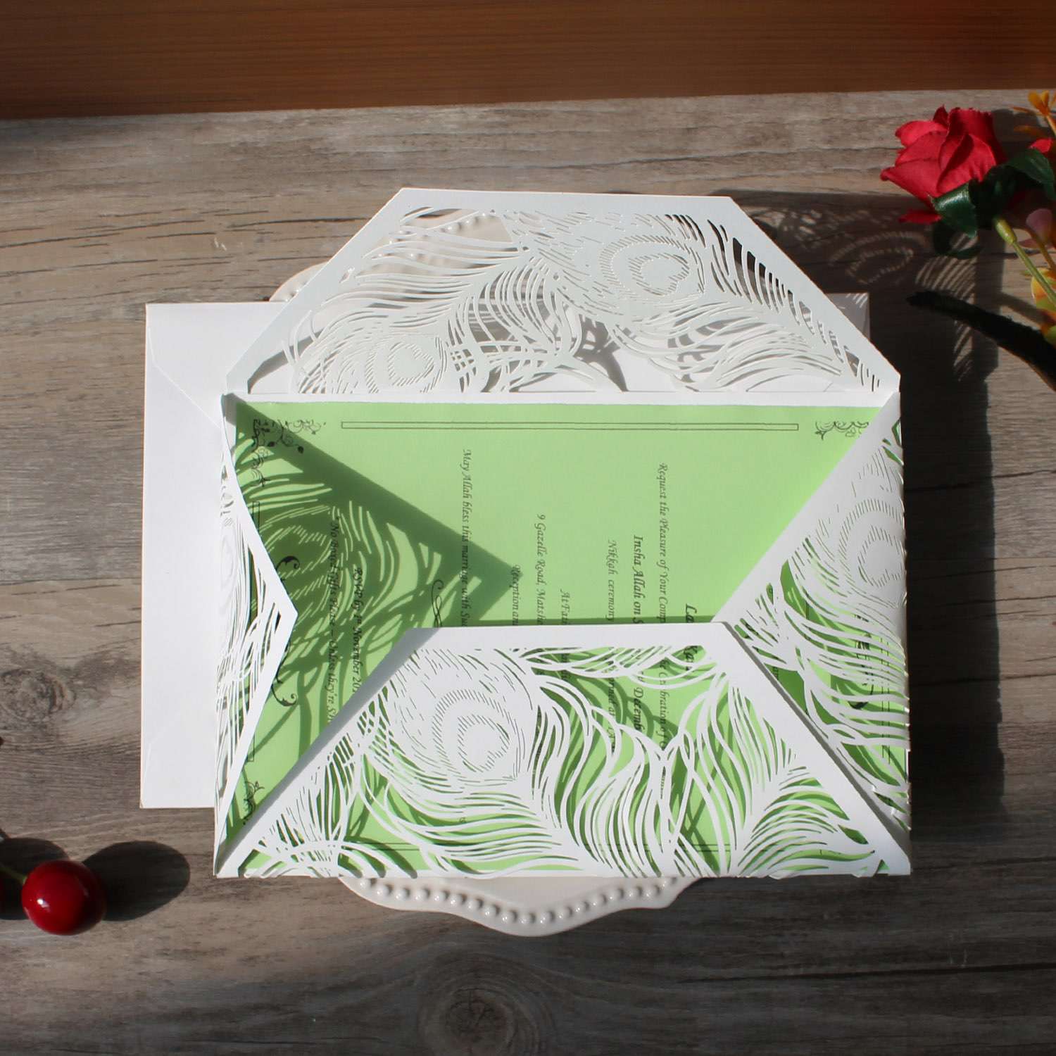 Peacock Laser Cut Stationary Wedding Invitation Ideas